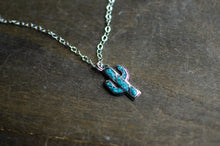 Load image into Gallery viewer, Inlay Turquoise Sterling Silver Cactus Necklaces (Only 4 Available )