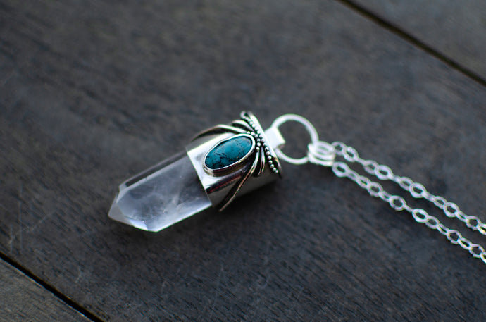 Clear Quartz with Hubei Turquoise Talisman