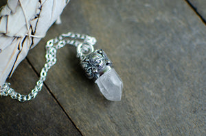 Himalayan Quartz Crystal Necklace in Sterling Silver