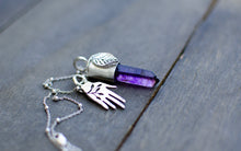 Load image into Gallery viewer, Brandberg Amethyst Spooky Hand Charm Necklace
