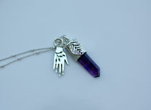 Load image into Gallery viewer, Brandberg Amethyst Spooky Hand Charm Necklace