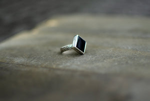 Sterling Silver Onyx Ring - Size 6.5