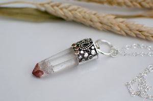 Phantom Quartz with Hematite Crystal Point Talisman