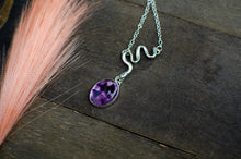 Load image into Gallery viewer, Trapiche Amethyst Necklace Talisman with Snake Design - B