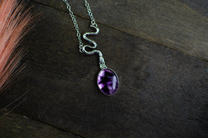 Trapiche Amethyst Necklace Talisman with Snake Design - B