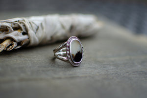 Dendritic Agate Ring in Sterling Silver - Size 8