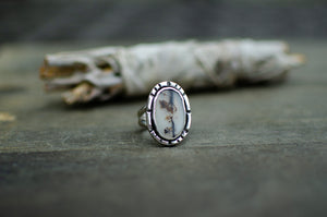 Dendritic Agate Ring in Sterling Silver - Size 9