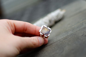 Dendritic Agate Ring in Sterling Silver - Size 8.5