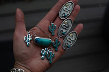 Load image into Gallery viewer, Inlay Turquoise Sterling Silver Cactus Necklaces (Only 4 Available )