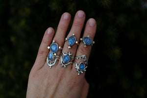 Rainbow Moonstone Ring Set - Size 7 - schilverjewelry