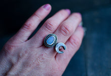 Load image into Gallery viewer, Mother of Pearl Moon and Australian Opal Ring - Size 7.5 - schilverjewelry